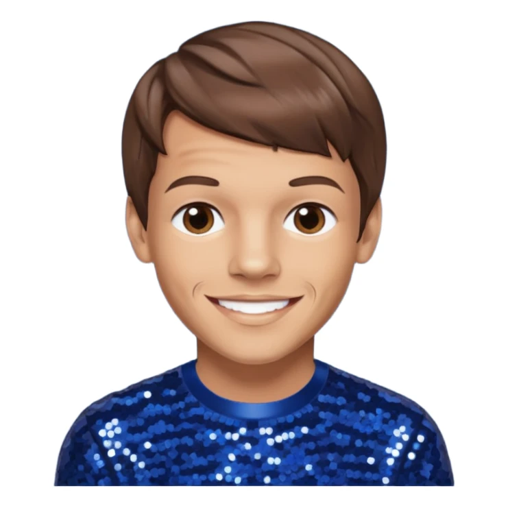Louis Tomlinson from One Direction with light skin, brown hair, dark blue sequin outfit sticker
