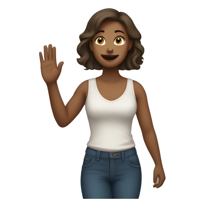 a woman holding up her right hand sticker