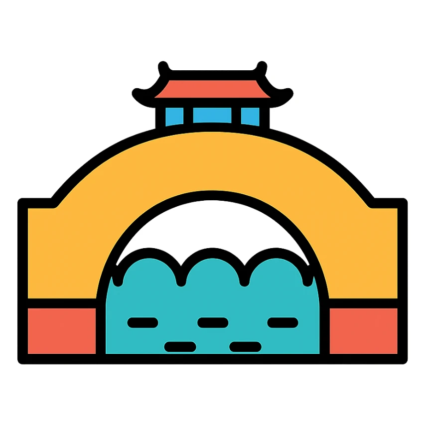color outline icon of a cultural bridge sticker