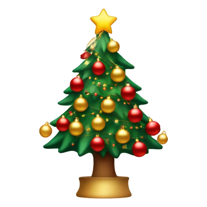 Christmas tree with warm lights and red and gold baubles sticker