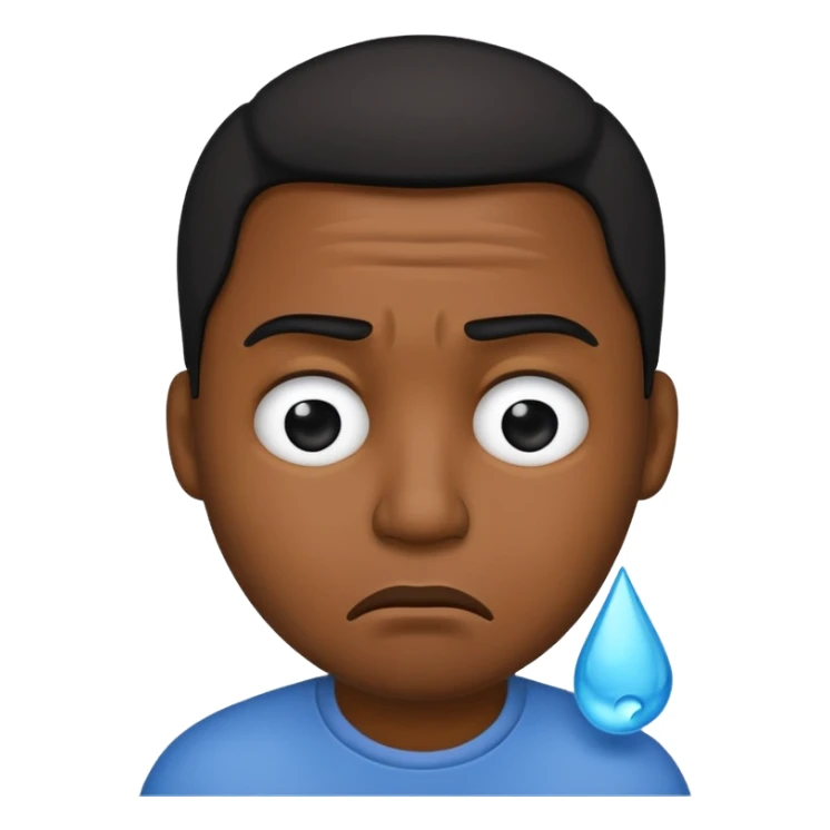 Black man emoji shedding a tear with a frown sticker