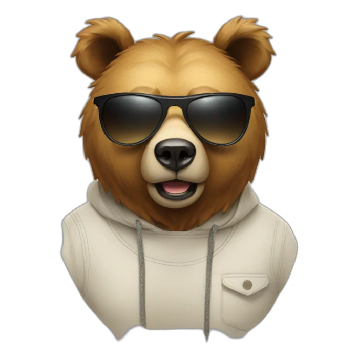 Face of a bear with fashion sunglasses sticker