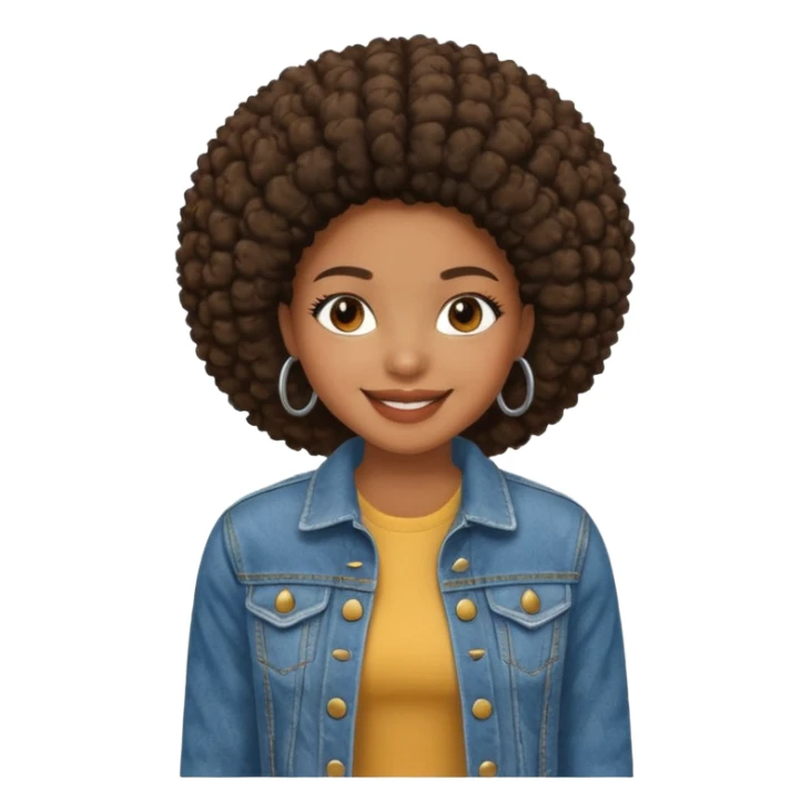 afro girl in jean jacket sticker