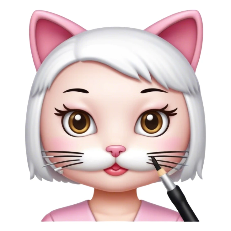  hello Kitty SANRIO cat, getting her eyelashes done with a spoolie  sticker