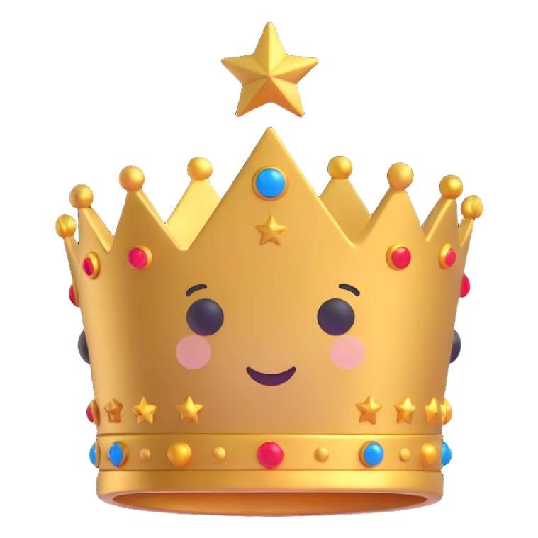 gold star with a crown, representing the word 'Elite', 3D emoji style sticker