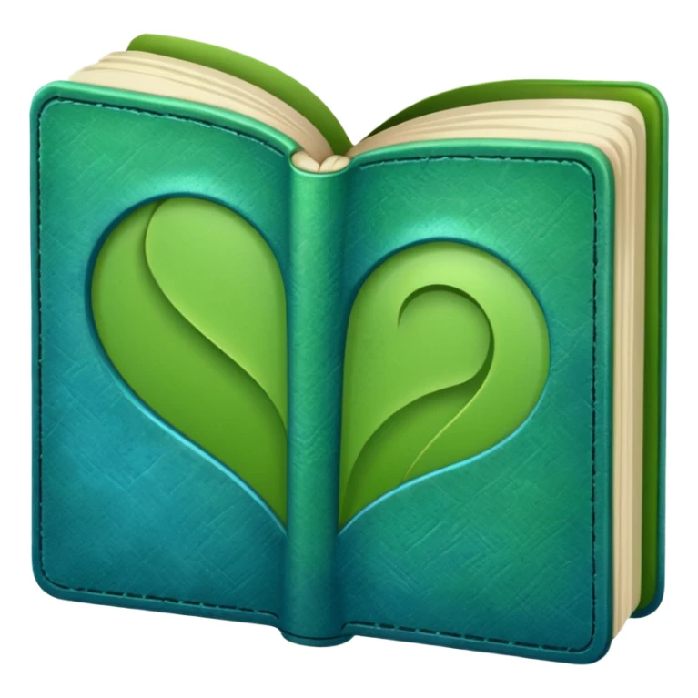 green and blue book with an abstract symbol on it sticker