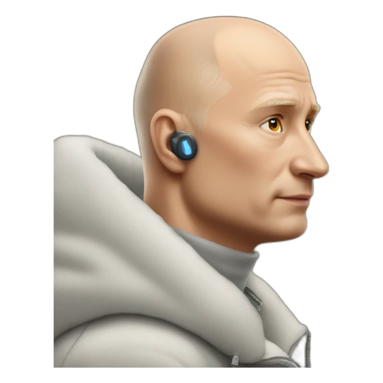 baldhead putin with airpods in his ears sticker