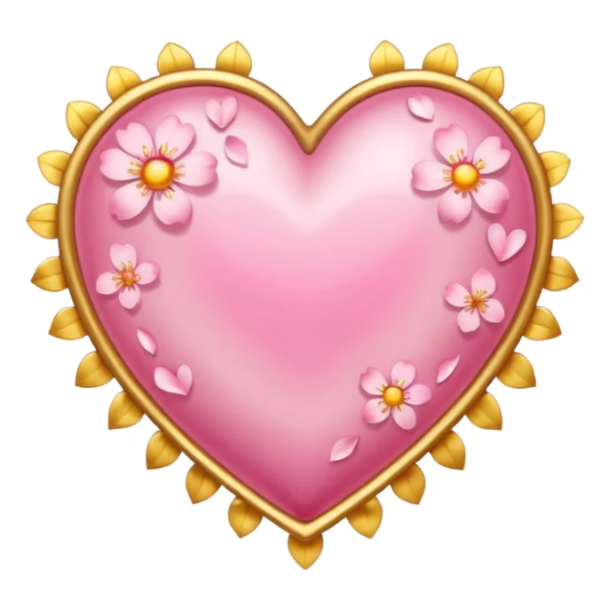 heart with sakura and a golden sun sticker