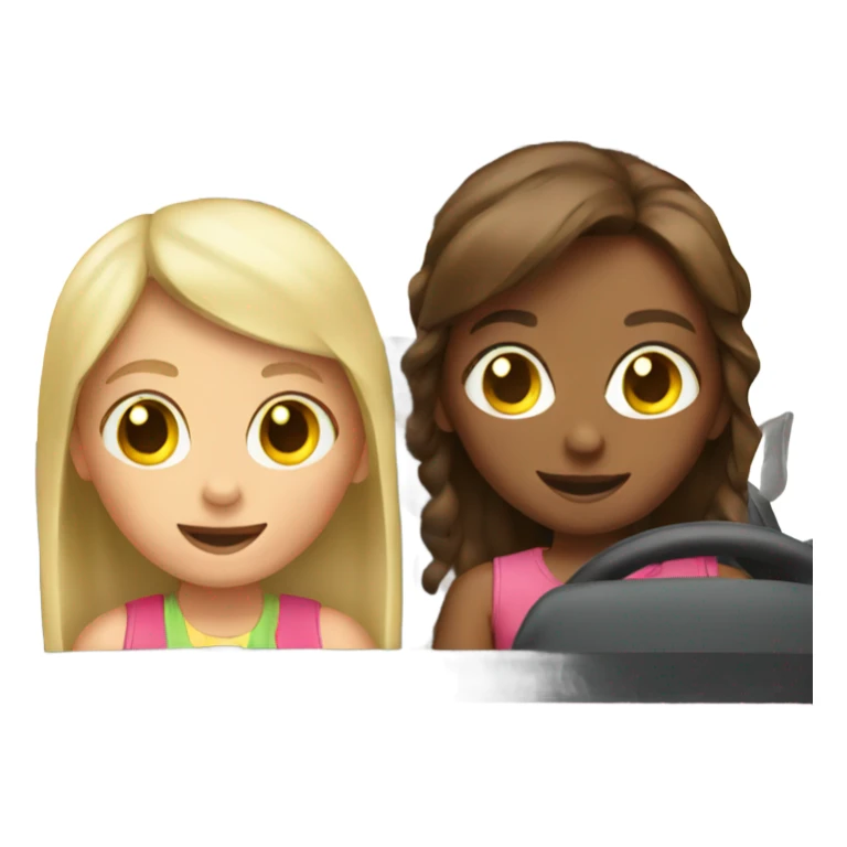 2 girls in a car sticker