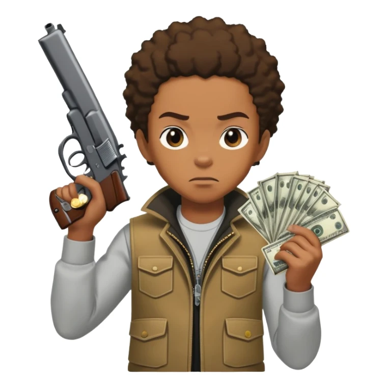 riley from boondocks holding a gun and money  sticker