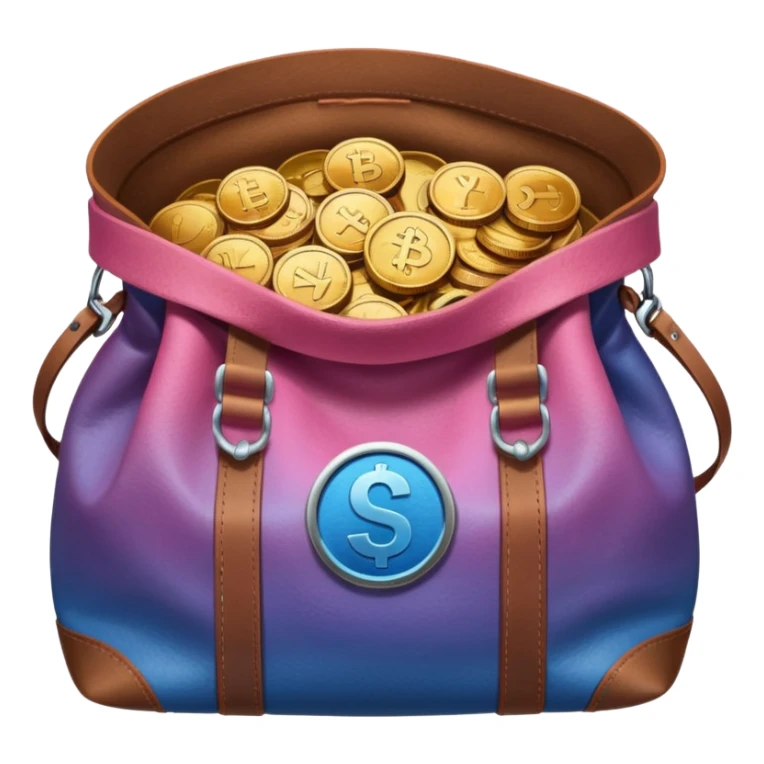 Coins inside brown leather bag, make bag always brown  color

Coins inside gradient color - Blue to pinl sticker