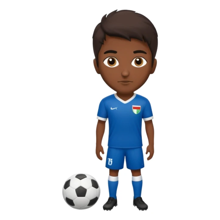 Persian soccer player in full soccer team kit without soccer ball sticker