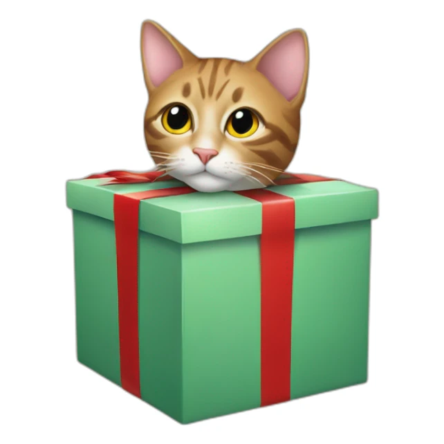 cat's head sticking out of a Christmas present sticker