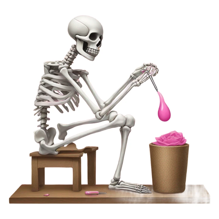 Skeleton painting its nails pink sticker