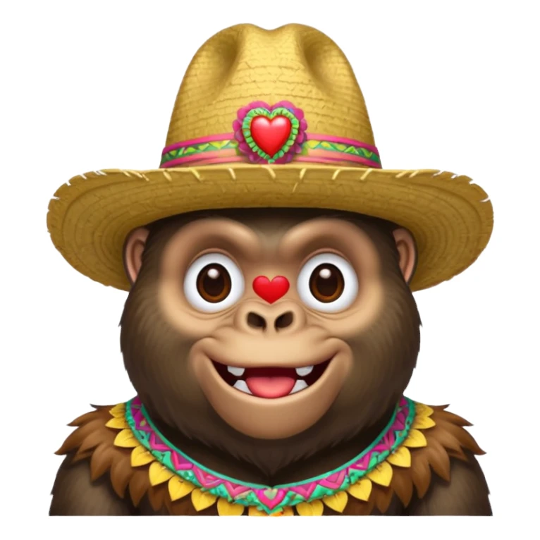 gorilla with heart eyes and a sombrero  sticker