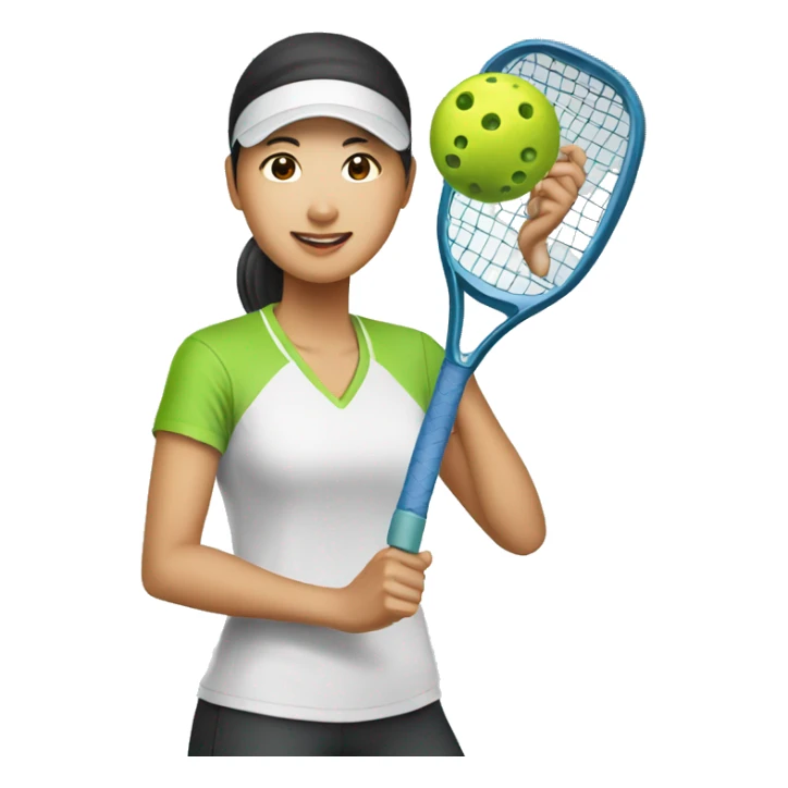 Asian woman pickleball sticker