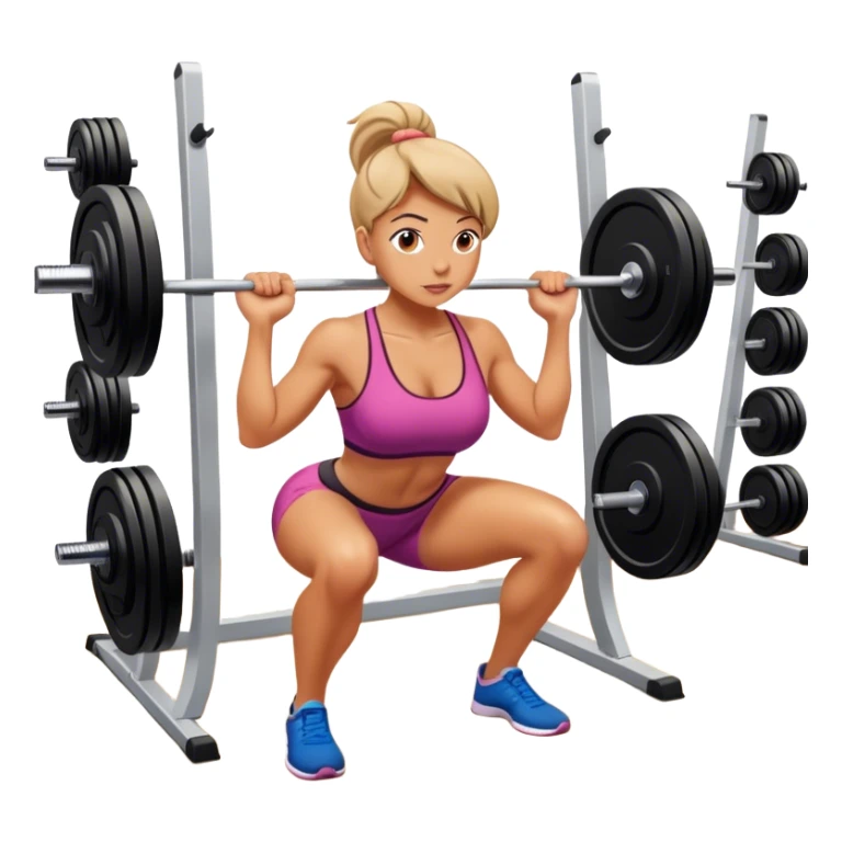 A woman is performing squats in the gym.

 sticker