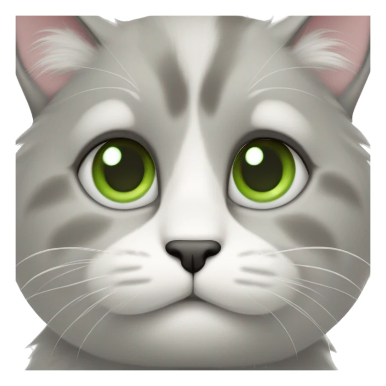 cat with white fur and gray fur on snout and cheeks, light green eyes  sticker