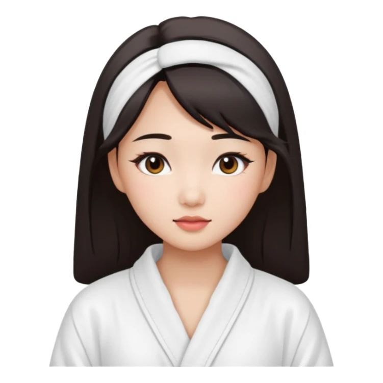 girl aesthetic emoji, asian beautiful make up white Bathrobe sticker