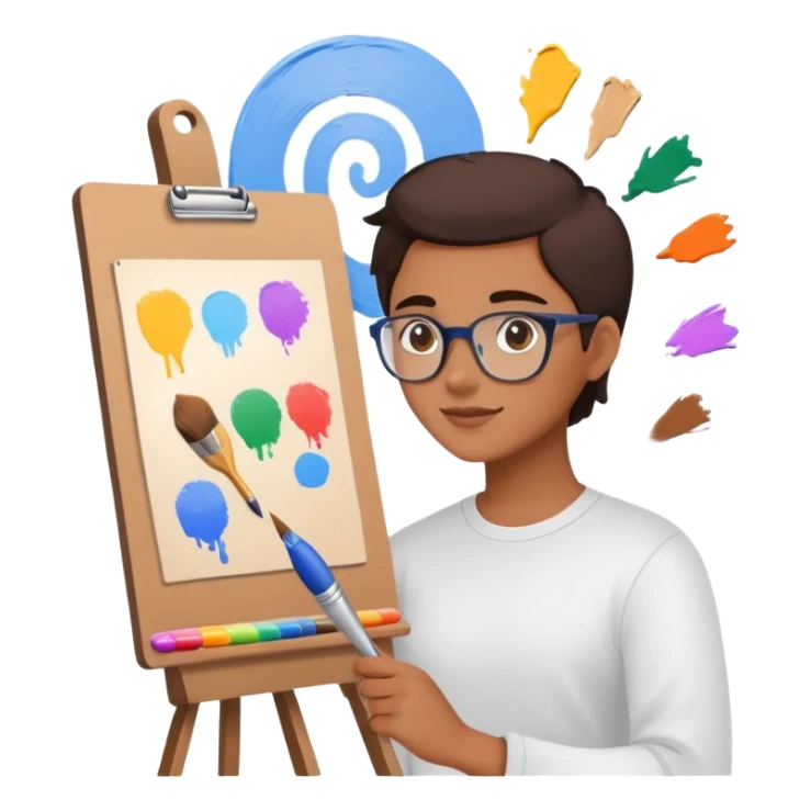 Person with paintbrush creating vision board with dreams and goals sticker