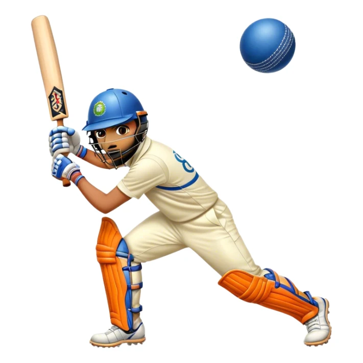Cinematic Realistic Cricket Pop Culture Emoji, depicted with a dynamic, action‚Äêpacked scene capturing the spirit of India's beloved sport rendered with vibrant textures and energetic lighting. sticker