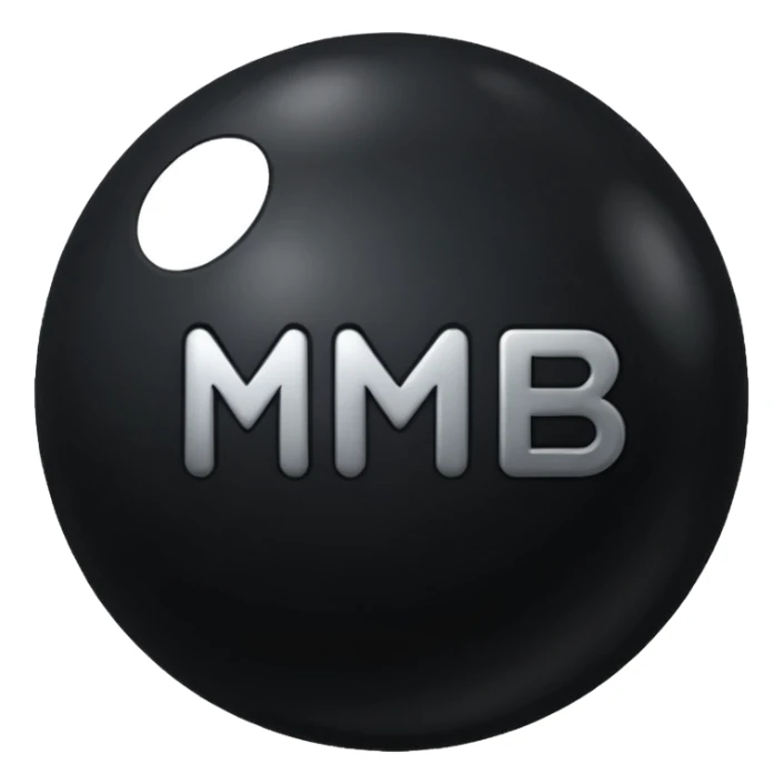 Black Ball with MB written on it. Nothing else no holes. sticker