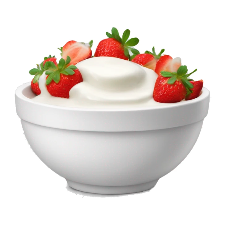 White bowl with yogurt and strawberries on top  sticker