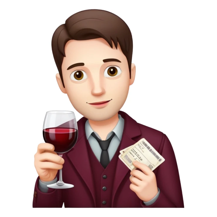 jobless man with wine and a movie sticker