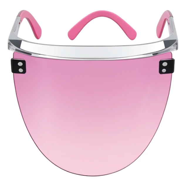 frameless pink tinted shield visor sunglasses, Y2K aesthetic, one-piece lens sticker