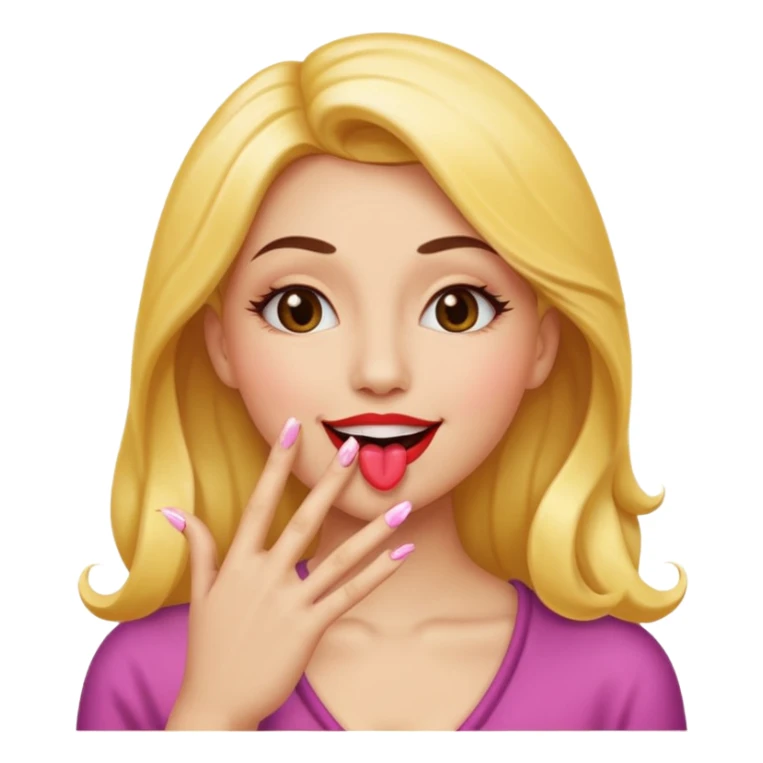The smiley emoji with nails done. Big lips blowing a kiss sticker