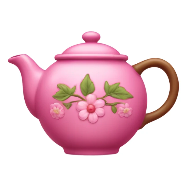 Pink teapot with with decorated trees and flowers  sticker