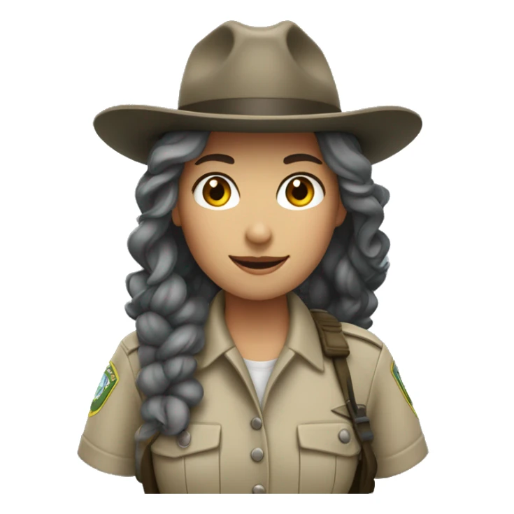 park ranger white girl dark gray hair sticker