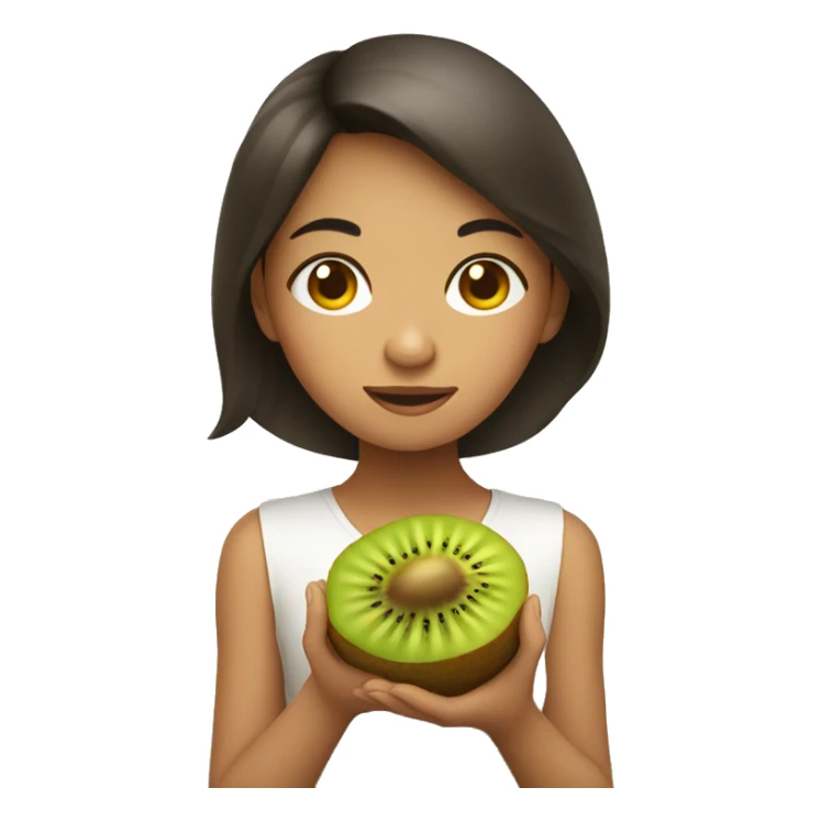 philipino girl holding a kiwi sticker