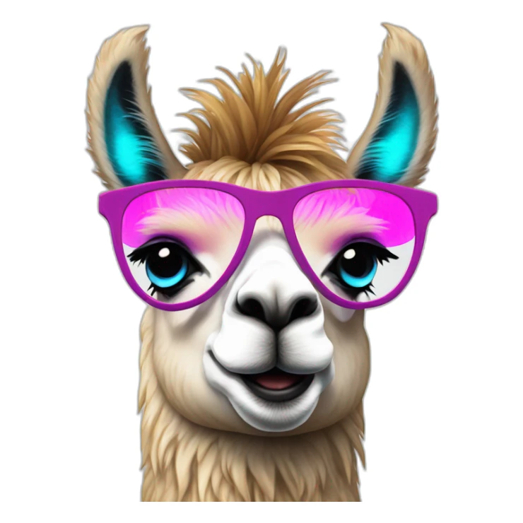 Flamboyant llama with neon eyes sticker