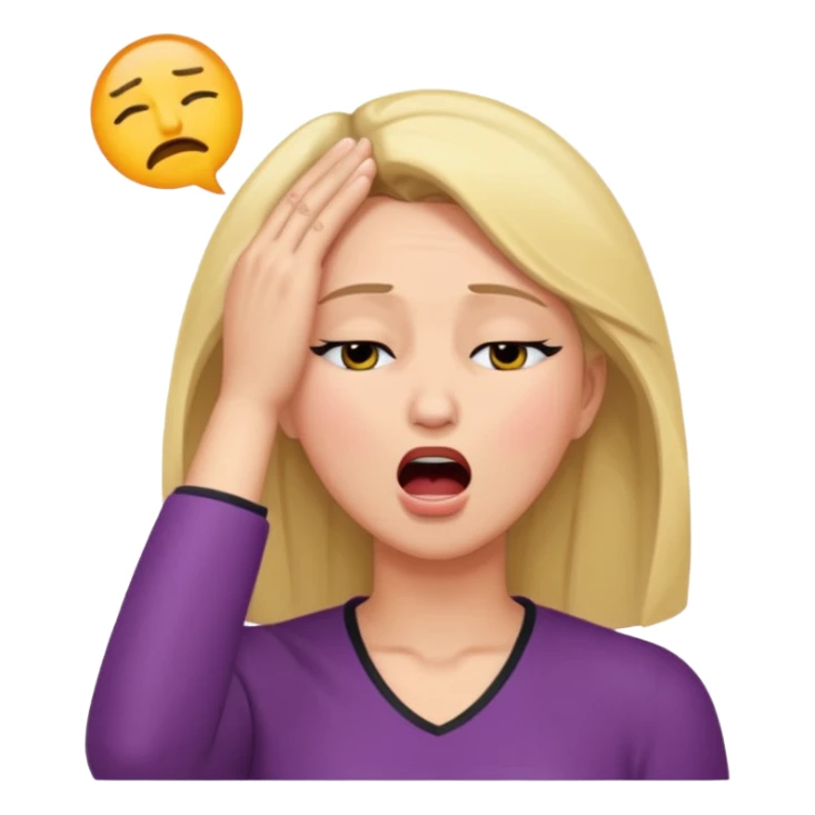 Actress dramatic faint backwards with hand on forehead, mouth open, eyes closed sticker