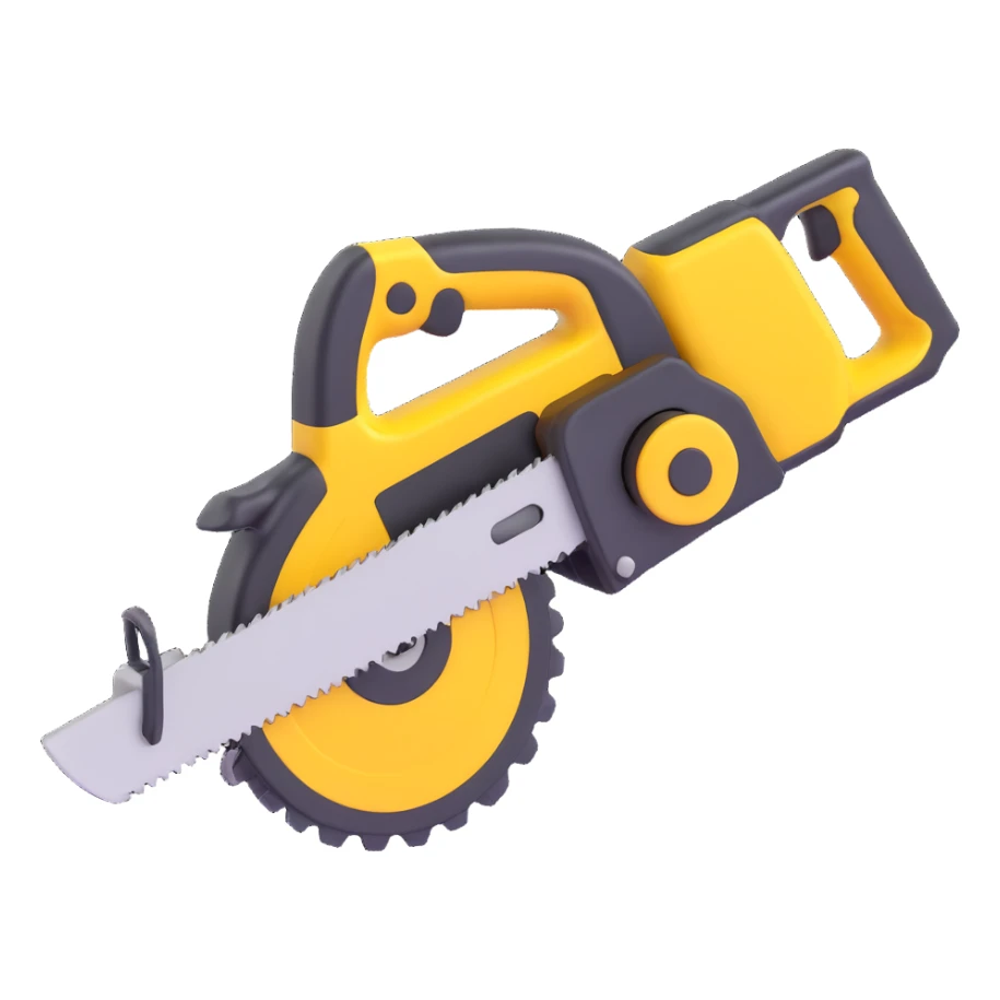 create a 3d saw image using a combination of black and yellow colors sticker