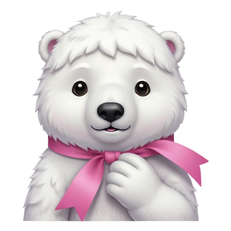 white polar bear with pink ribbon sticker