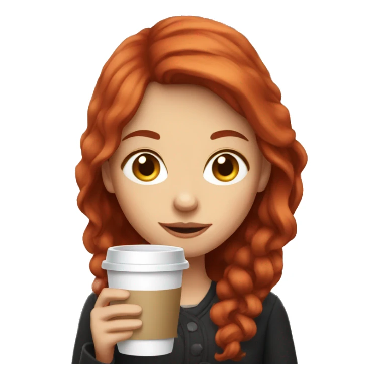 Red hair girl holding coffee sticker
