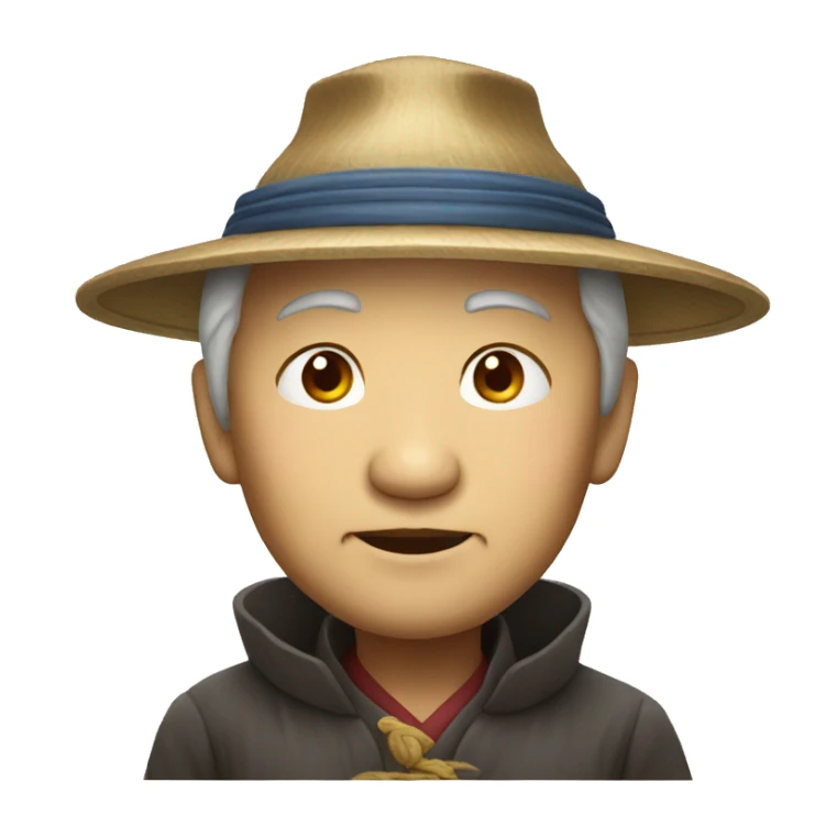 Old Chinese man with traditional Chinese hat sticker