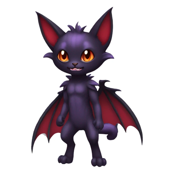 Cute cool dark black red purple bat cat Fakemon full body sticker
