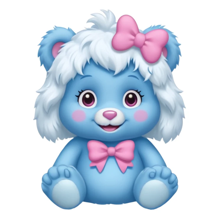 blue girl care bear yeti with bow sticker