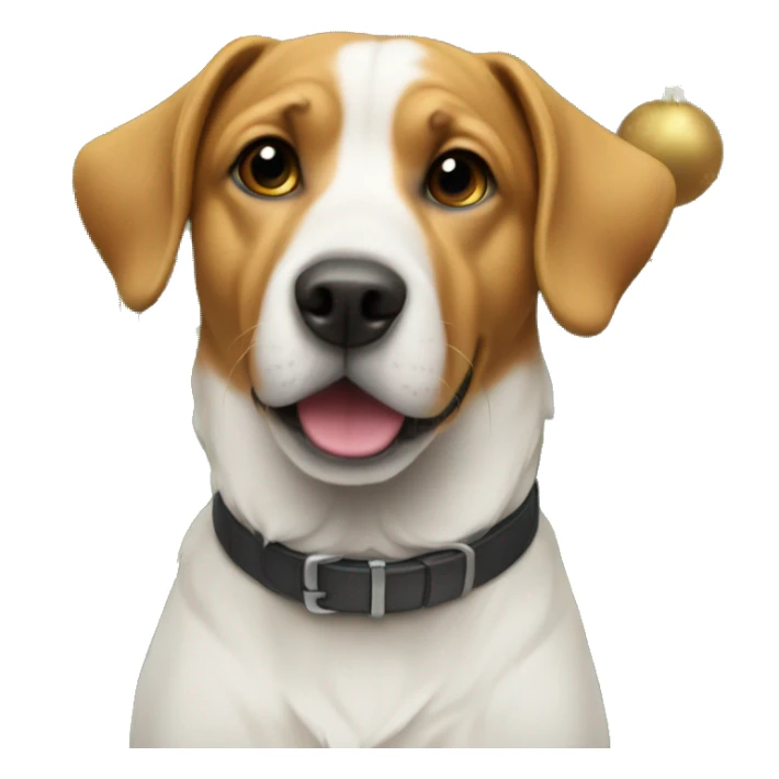 Dog on top of Christmas tree sticker