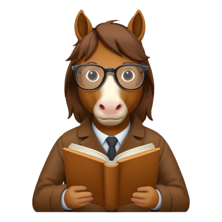 horse read book with glasses sticker