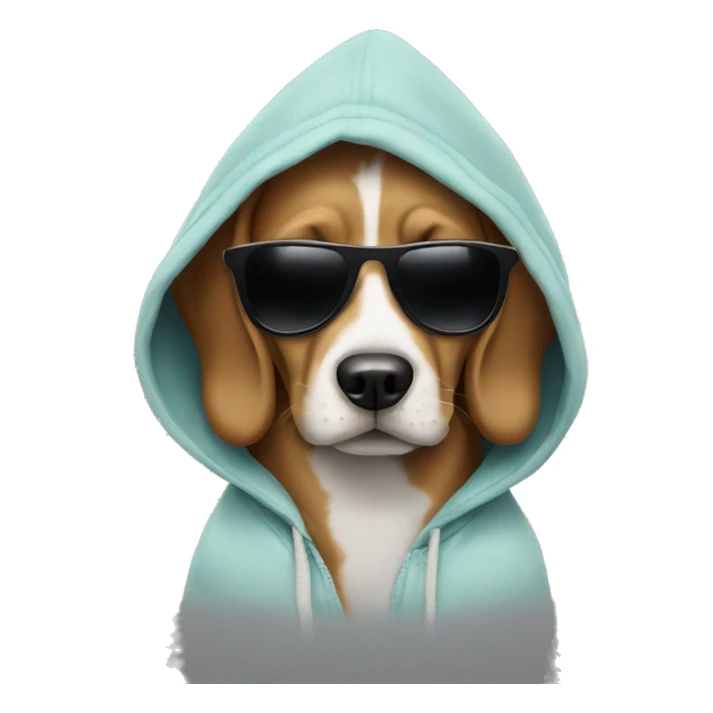 dog wearing sunglasses and hoodie sticker