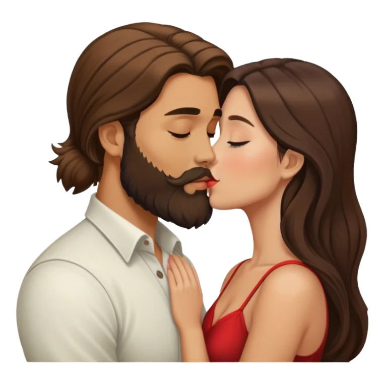 Br man with beard kissing brunette woman with long hair sticker
