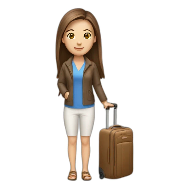 travel guide girl, brown straight hair sticker