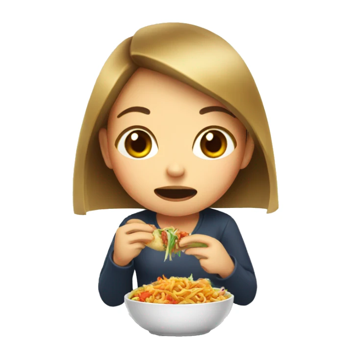 girl eating bad Thai food  sticker