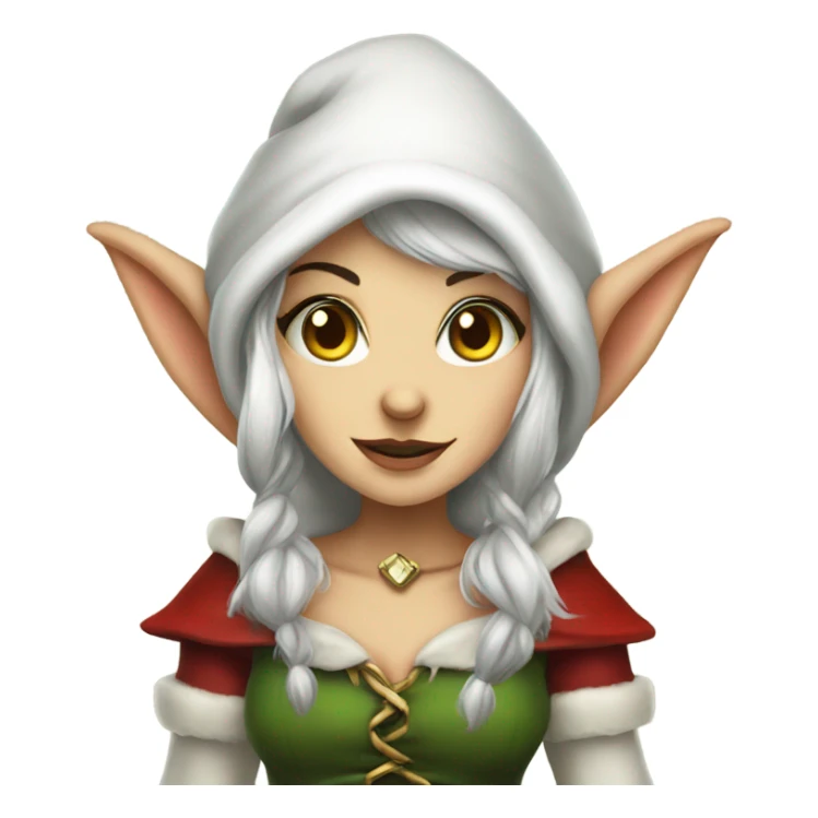 rogue female elf fantasy wearing santa hat sticker