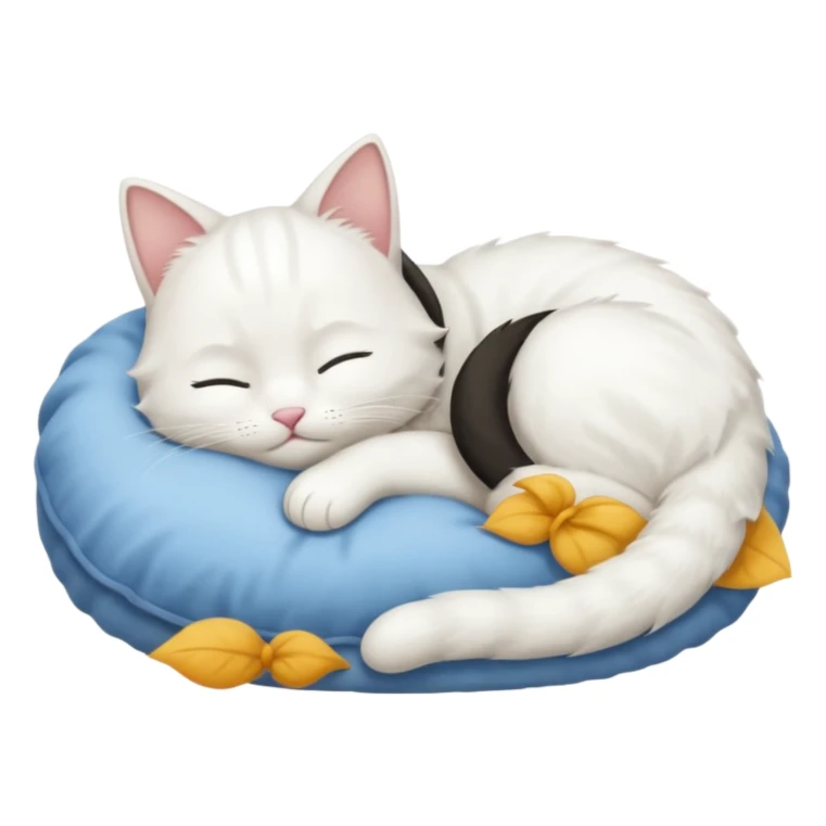 emoji of white sleeping cat with a tail hanging down sticker