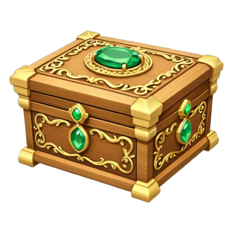 tresure box with motifs with green gem sticker